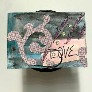 Original Abstract Love Art Mixed Media Handmade Mini Collectable